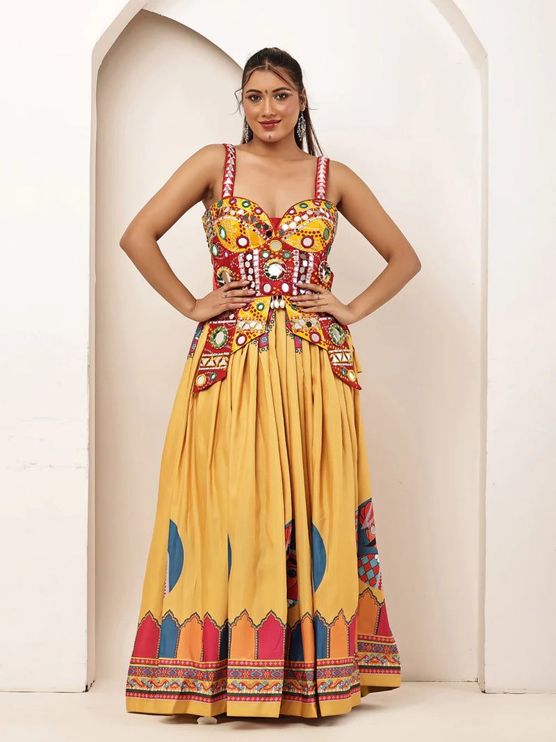 Rajwadi Folk Print skirt