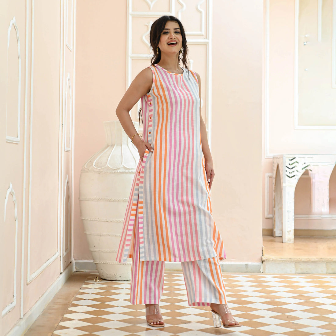 Pastel striped co-ord set