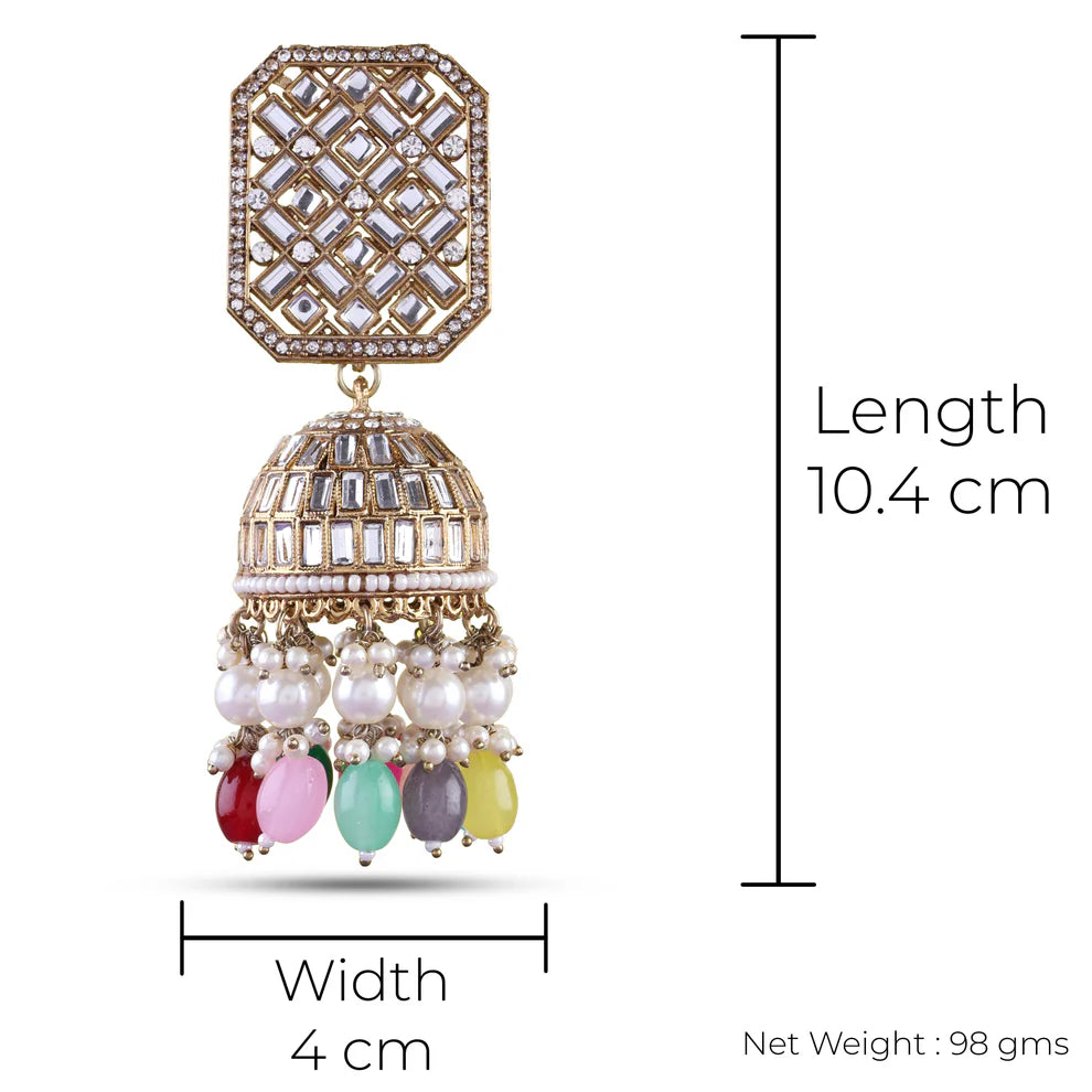 Golden Multi Rayma Jhumka Earrings