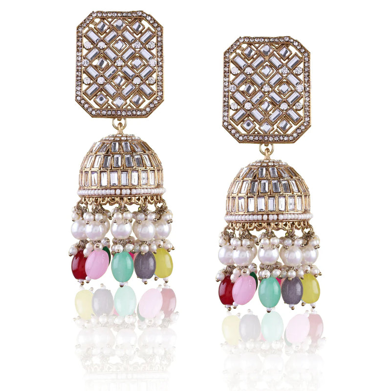 Golden Multi Rayma Jhumka Earrings