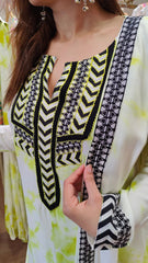 Rayon Green Drape Sari Kurta Set