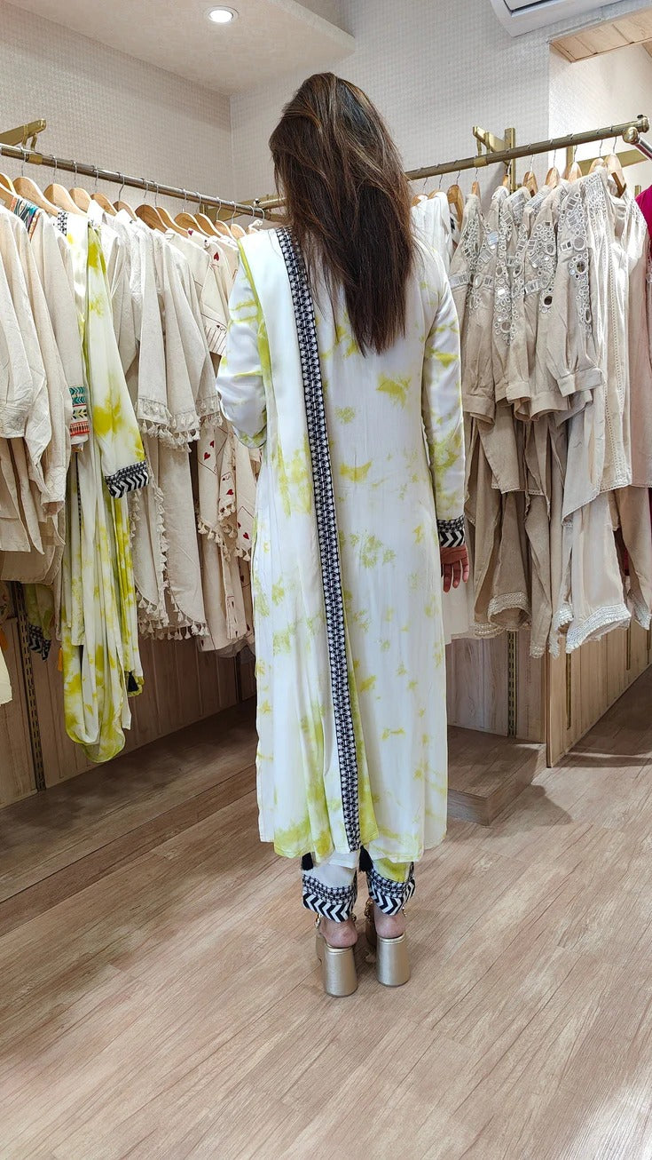 Rayon Green Drape Sari Kurta Set