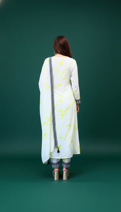 Rayon Green Drape Sari Kurta Set