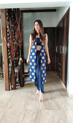 red and navy blue reversible ethnic set