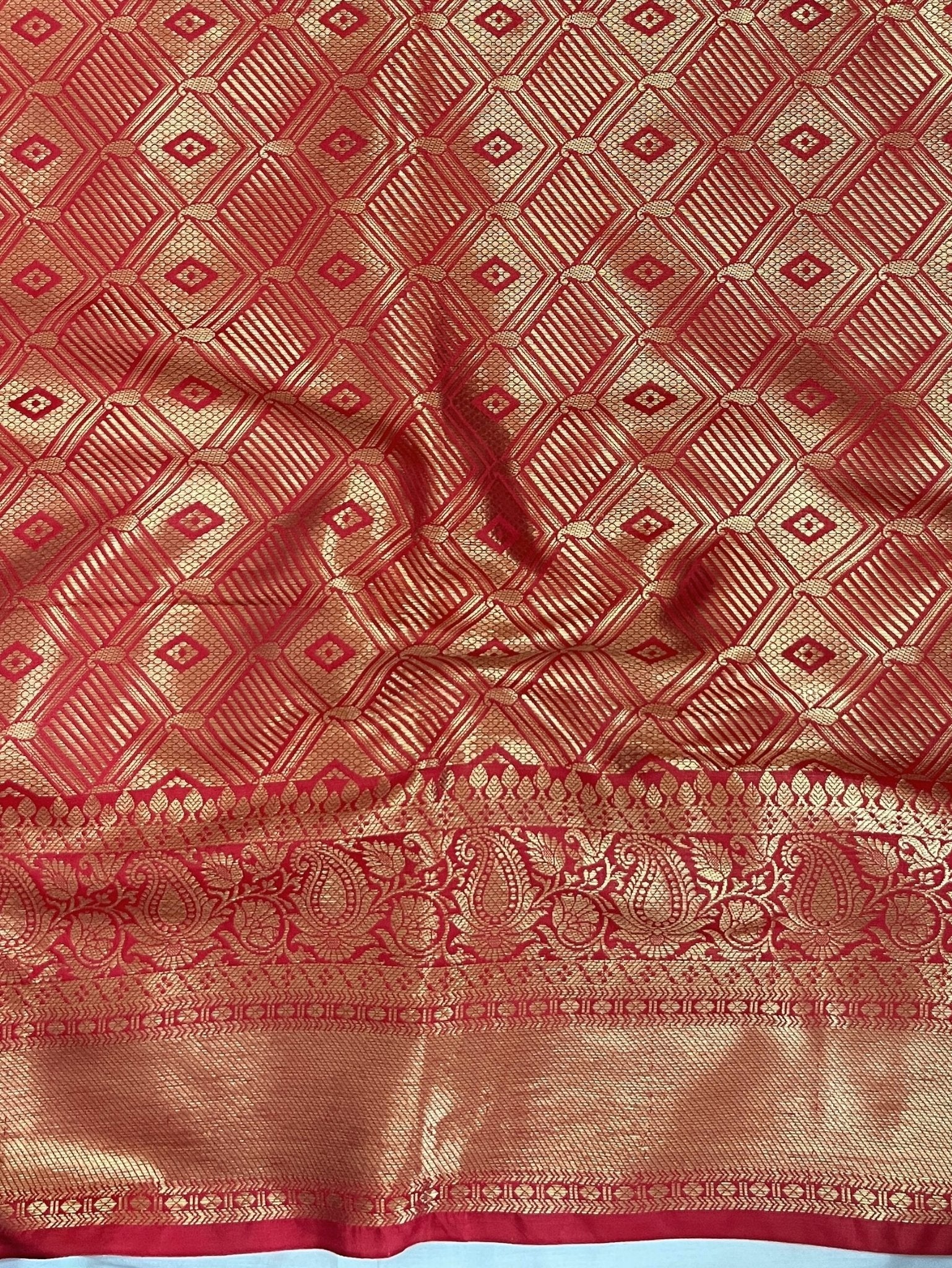 Red Handwoven Semi Silk Lace Saree