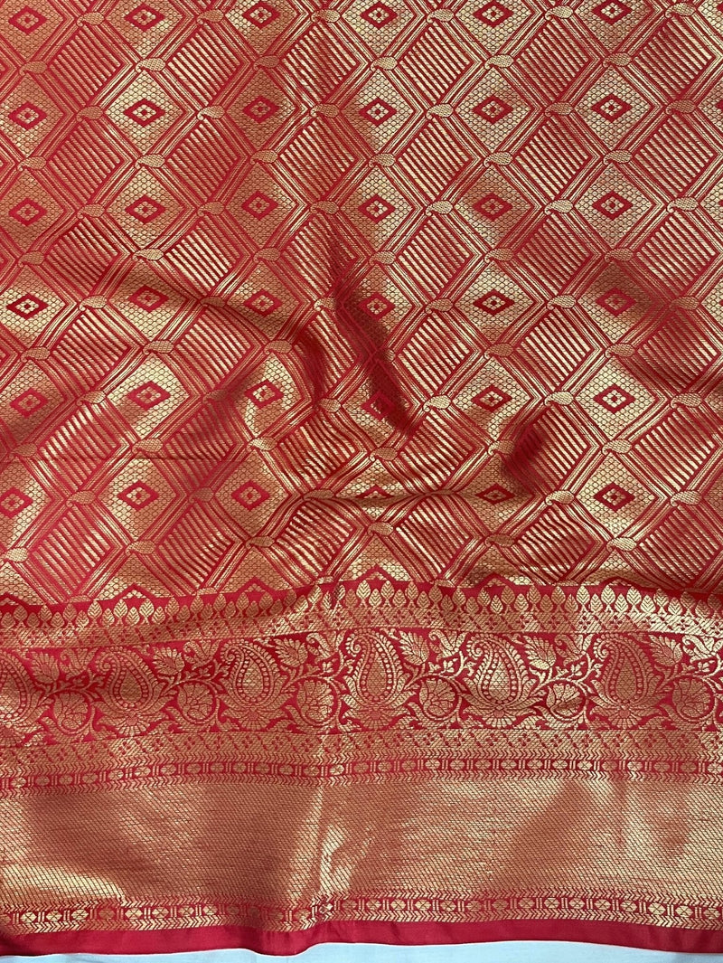 Red Handwoven Semi Silk Lace Saree