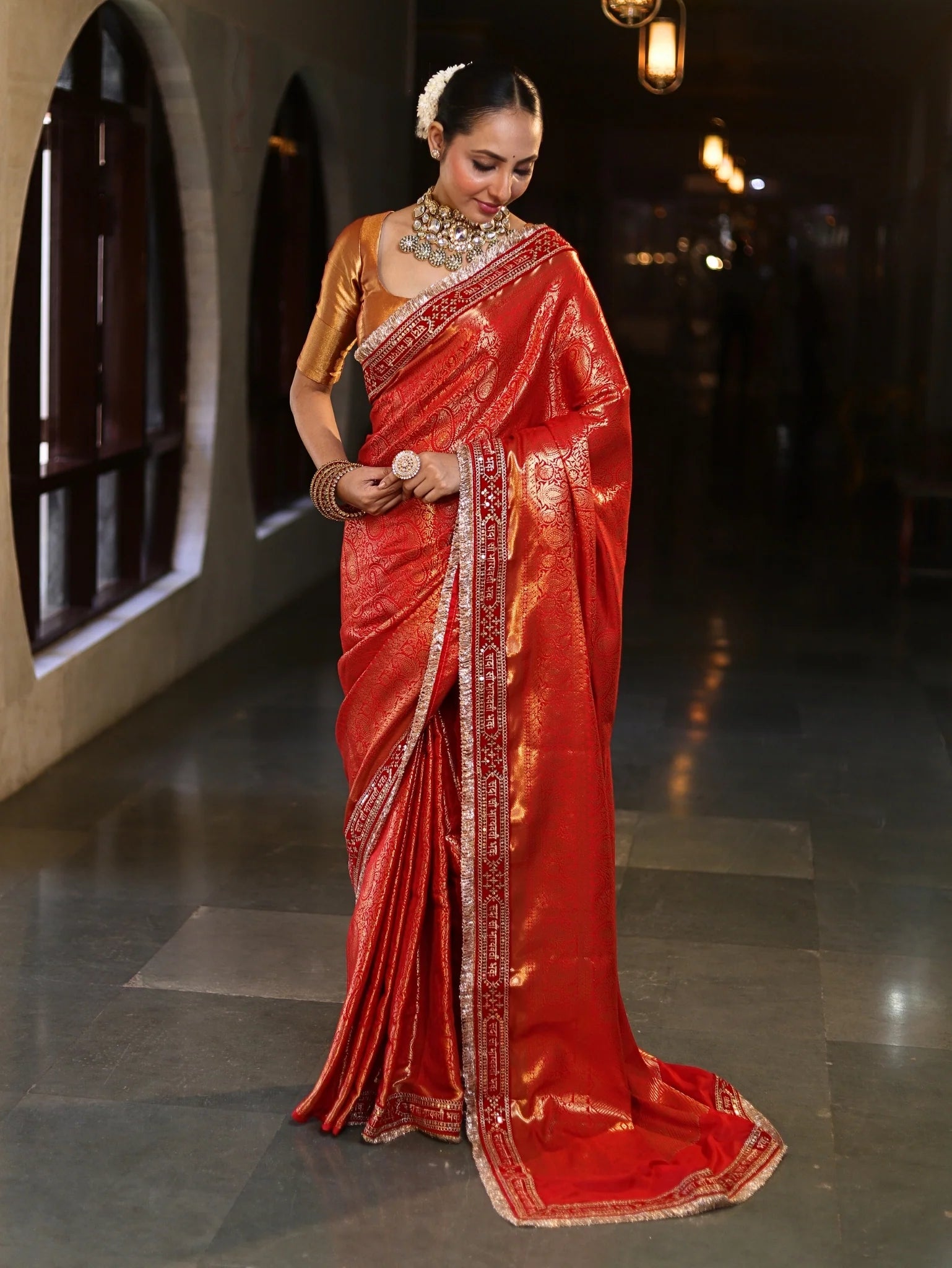 Red Handwoven Semi Silk Lace Saree