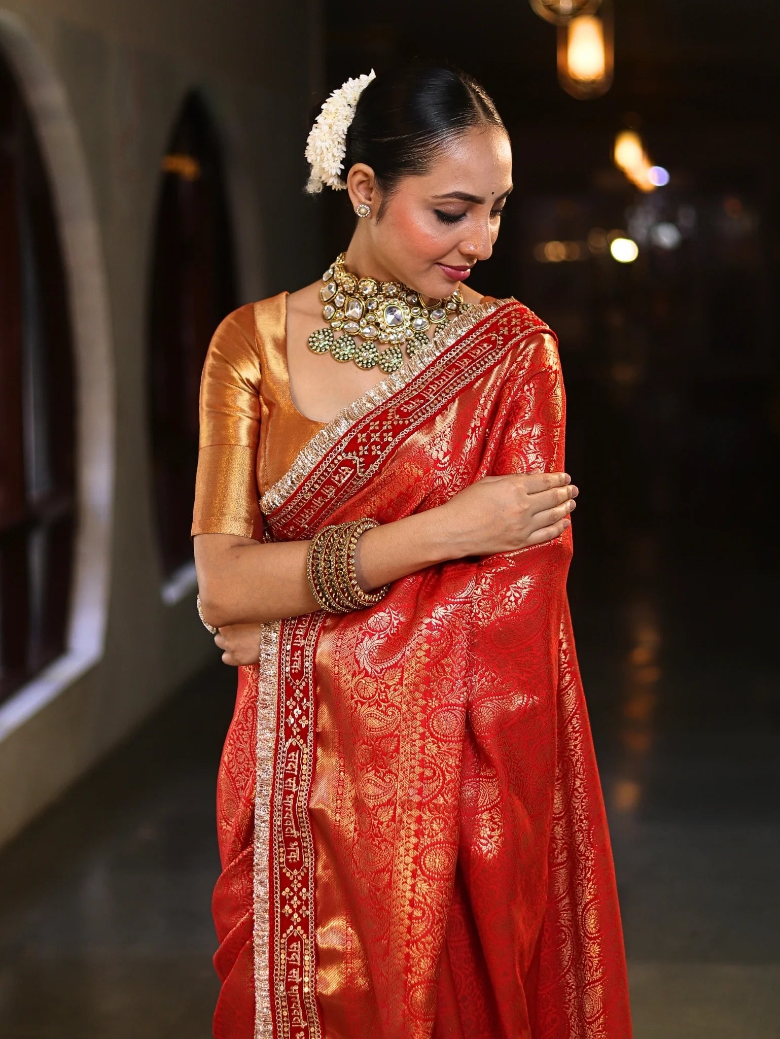 Red Handwoven Semi Silk Lace Saree