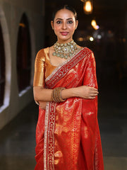 Red Handwoven Semi Silk Lace Saree