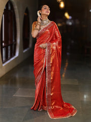 Red Handwoven Semi Silk Lace Saree