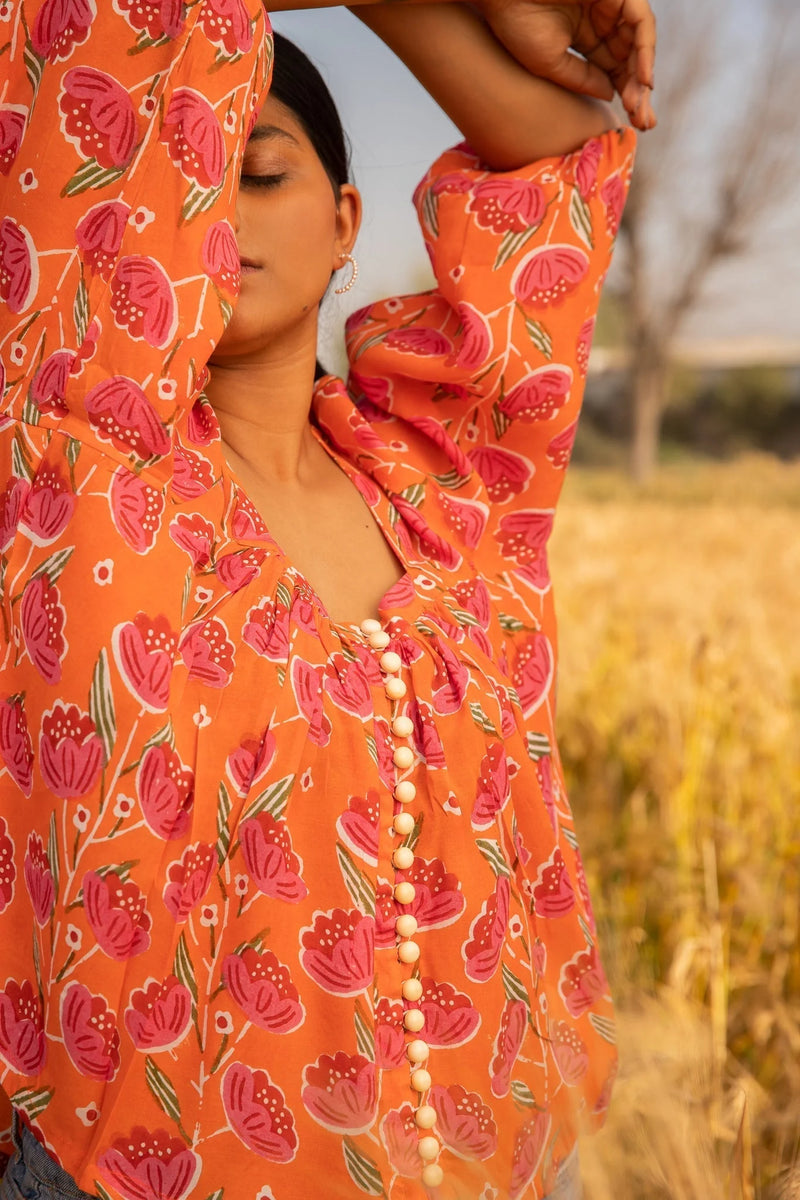 hand block printed blouse