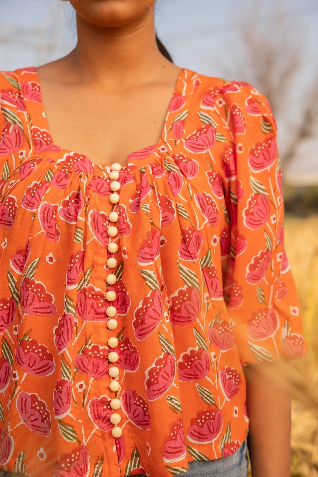 floral muslin silk blouse