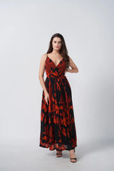red and pink summer dress