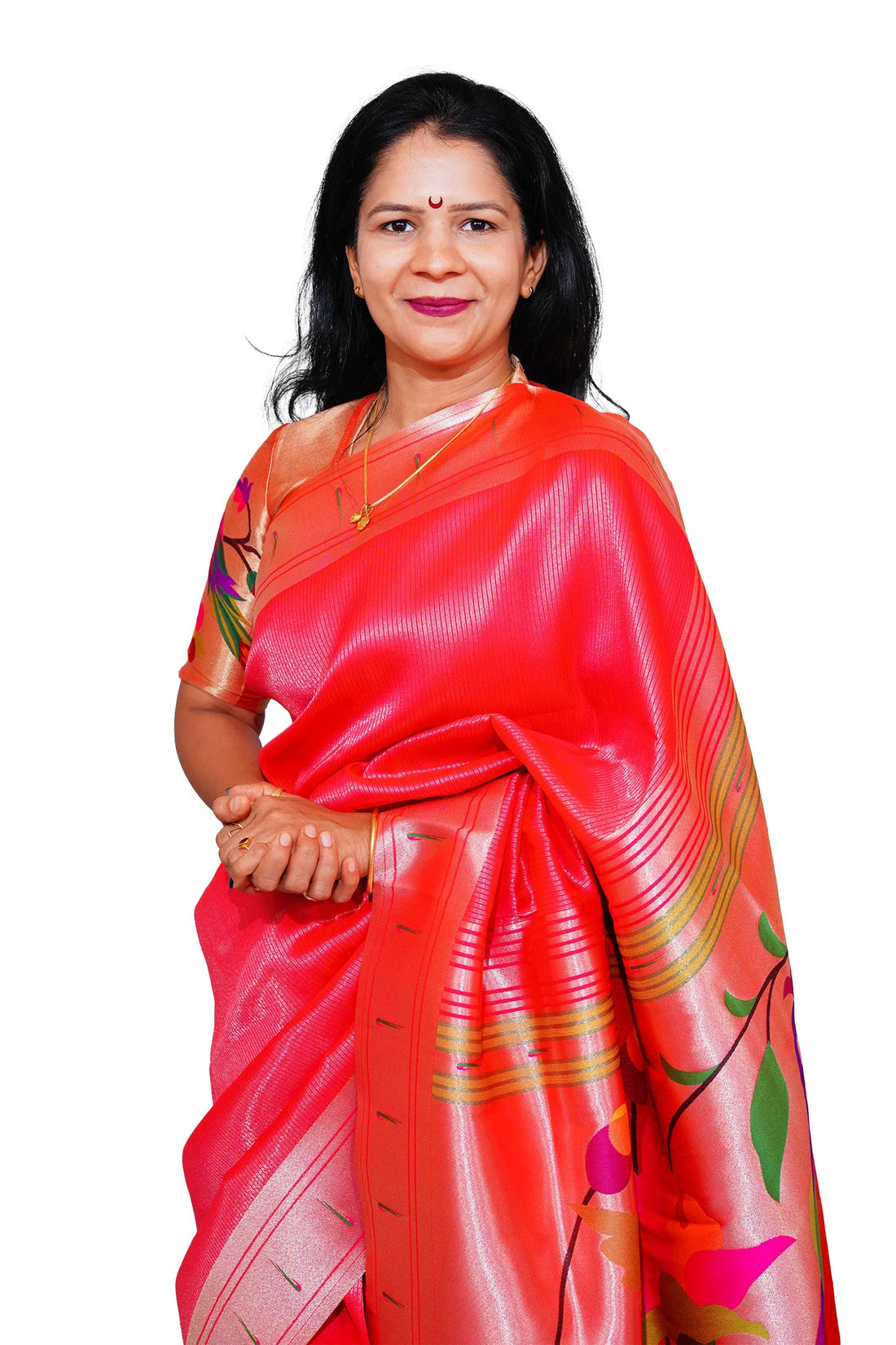 Lotus Soft Silk Paithani Saree with Multicolor Pallu