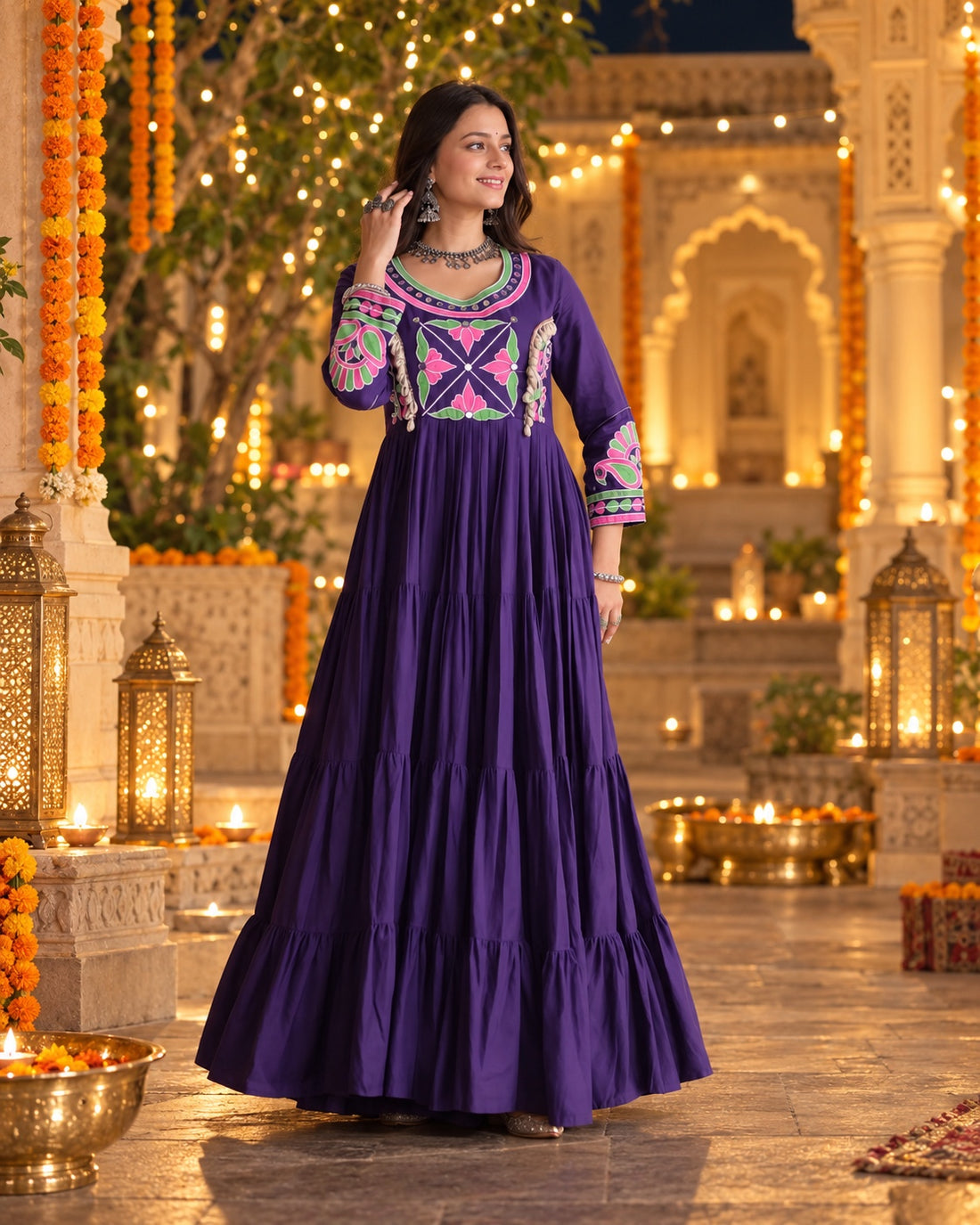 Riva Folk Embroidered Navratri Gown