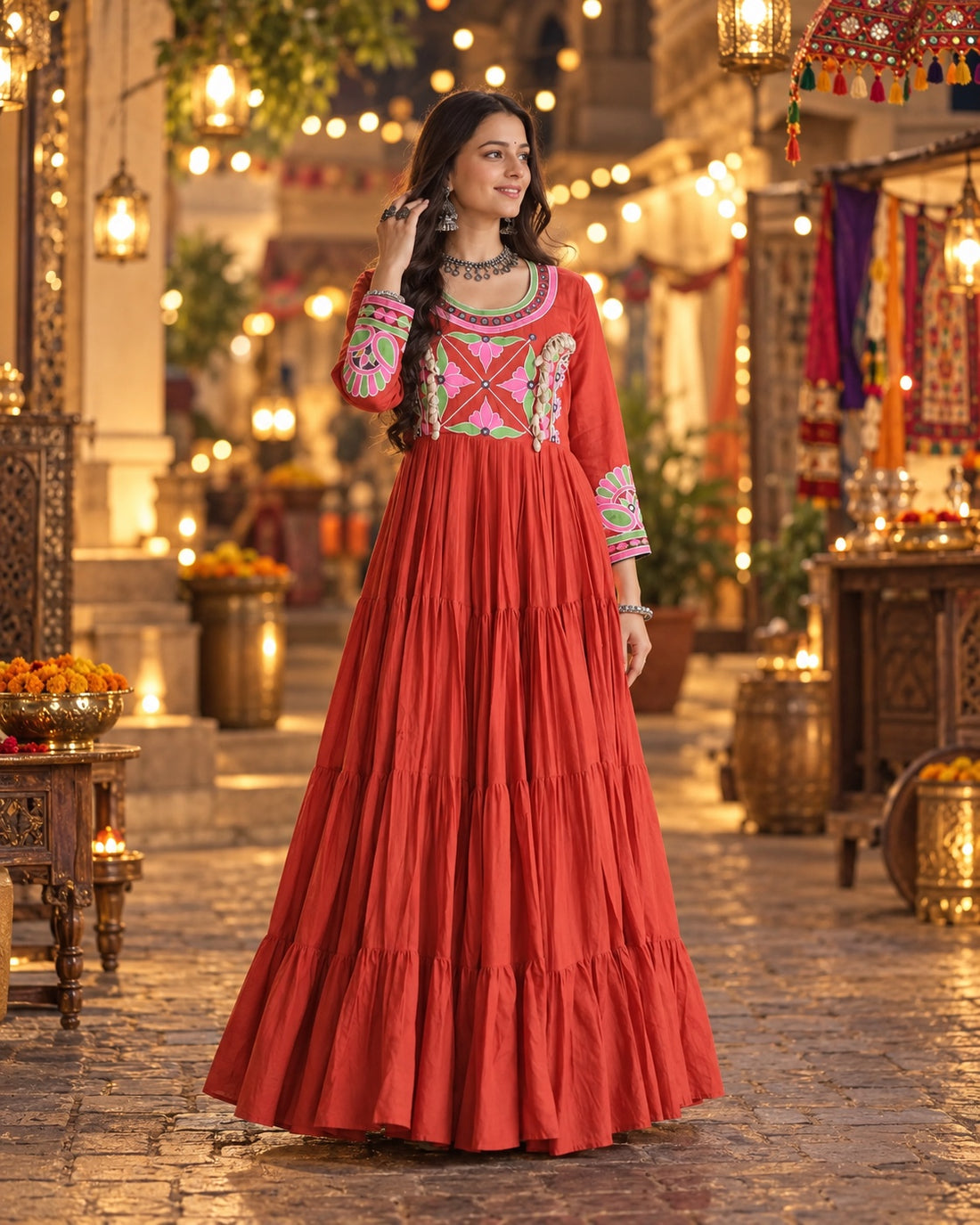 Riva Folk Embroidered Navratri Gown