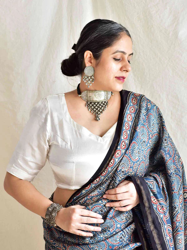 Riwayat Mashru Pearl White Silk Blouse