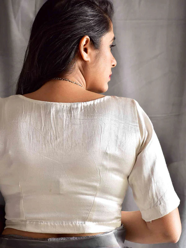 Riwayat Mashru Pearl White Silk Blouse