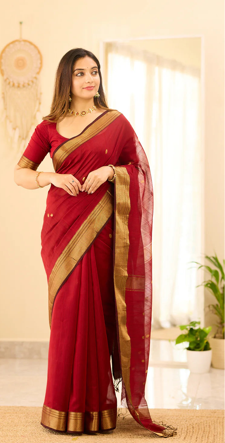 Maheshwari Silk Handloom Cotton Saree