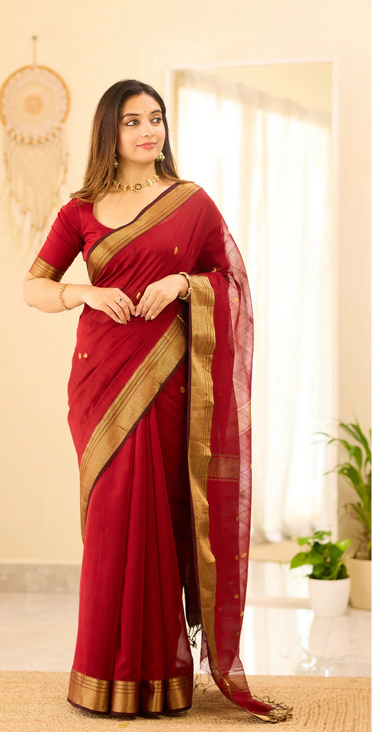 Maheshwari Silk Handloom Cotton Saree