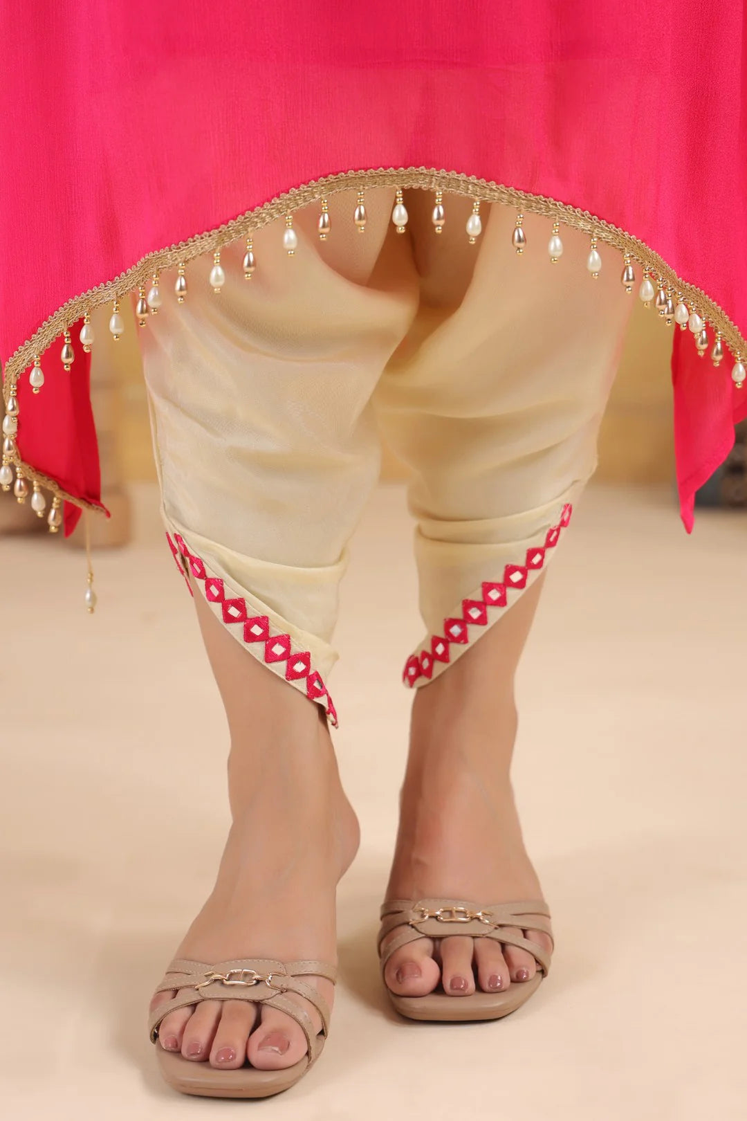 Rosy Embroidered Chinon Kurta Pant Set