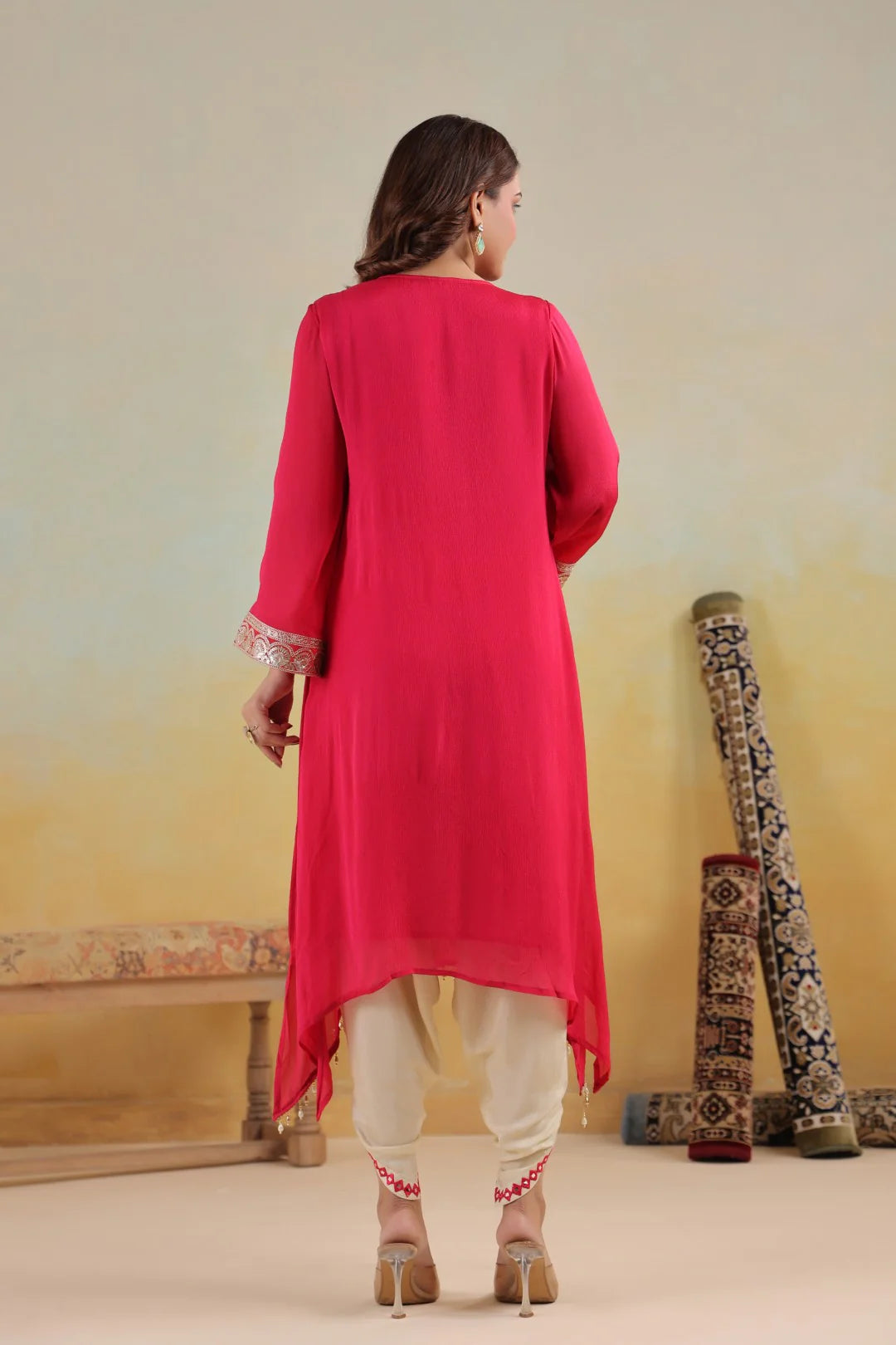 Rosy Embroidered Chinon Kurta Pant Set