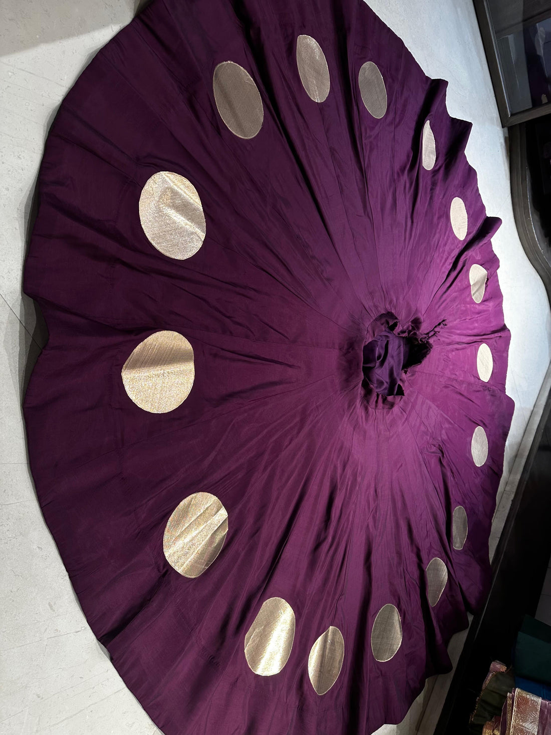 Royal Purple 24 Kali Flared With Gold Butti Skirt
