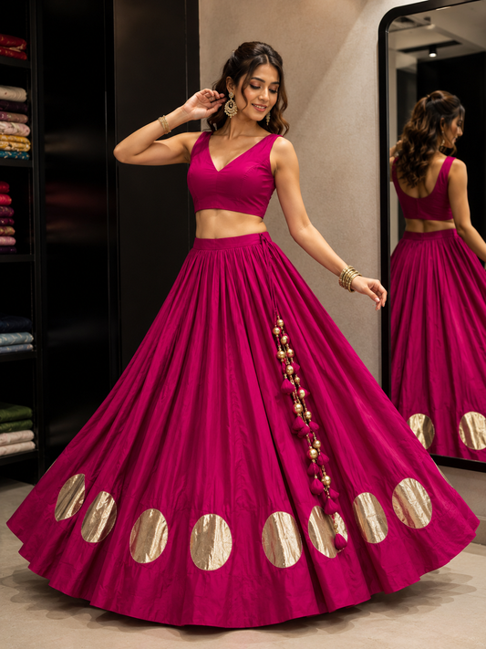 Royal Purple 24 Kali Flared With Gold Butti Only Skirt