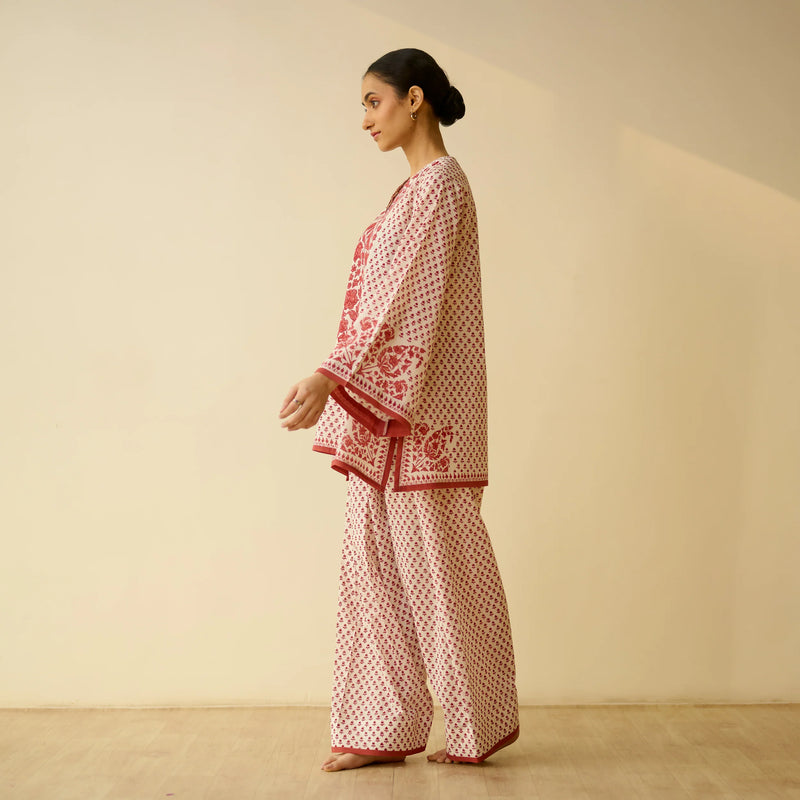 Mulmul Cotton Farsi Set in Jaipur Blue- By Reet Lifestyle