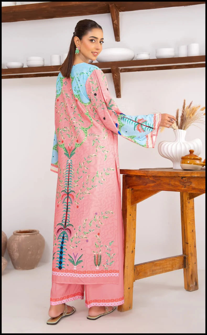 Pink Swiss Cotton 2 Peice Kurta Set for Women