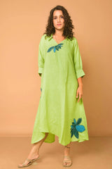 Hemp Tencel Lime Lilly Dress