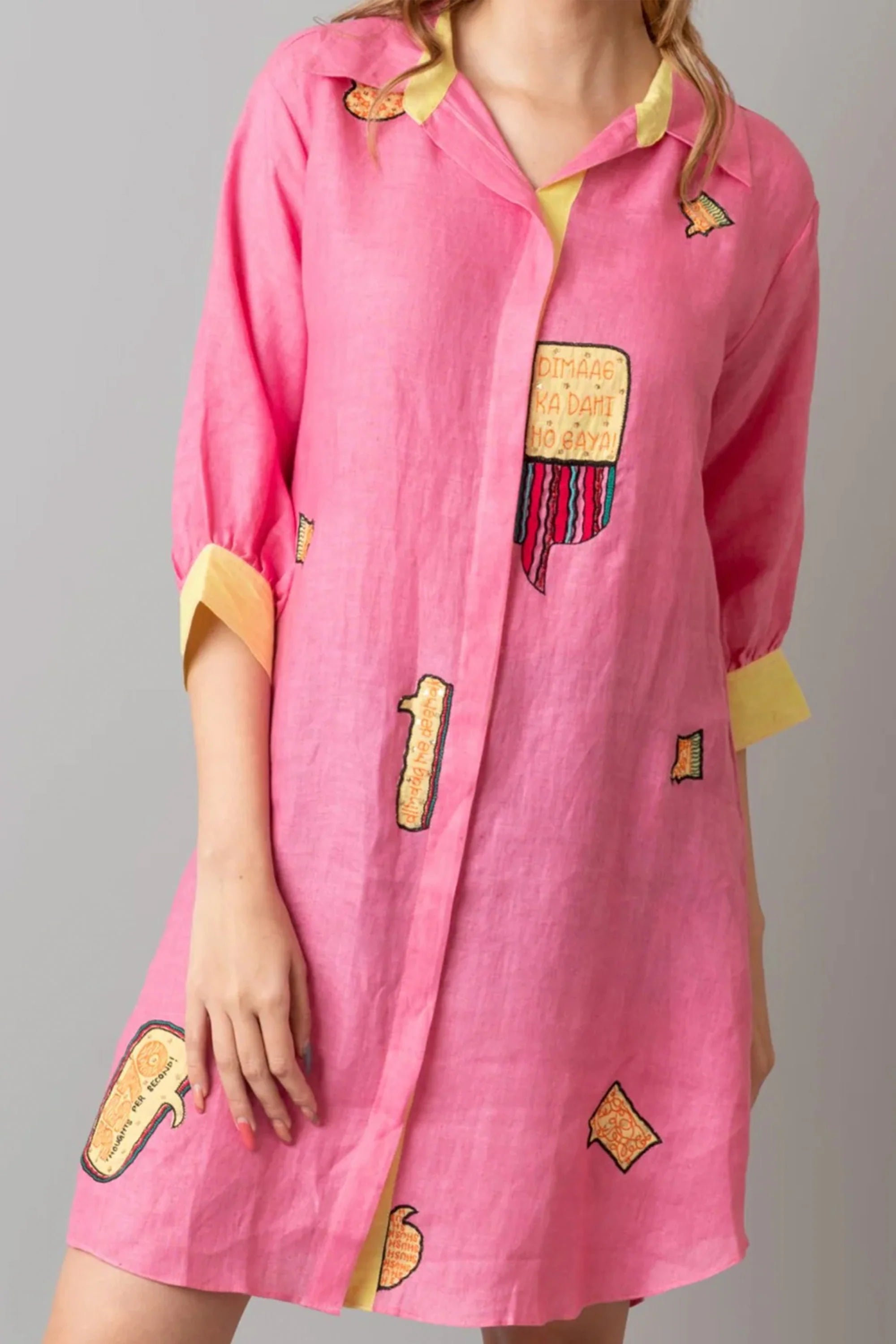 Hemp Tencel Candy Pink Overthinking Shirt
