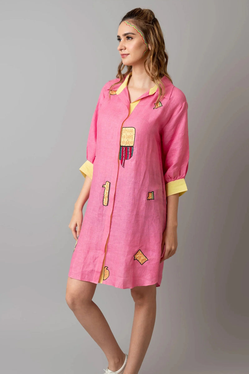 Hemp Tencel Candy Pink Overthinking Shirt