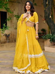 Yellow Organza Mirror Lehenga Set