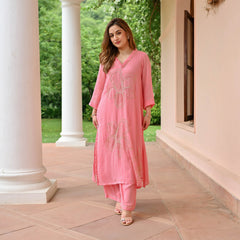 Blush Pink Glow Georgette Kurta Set