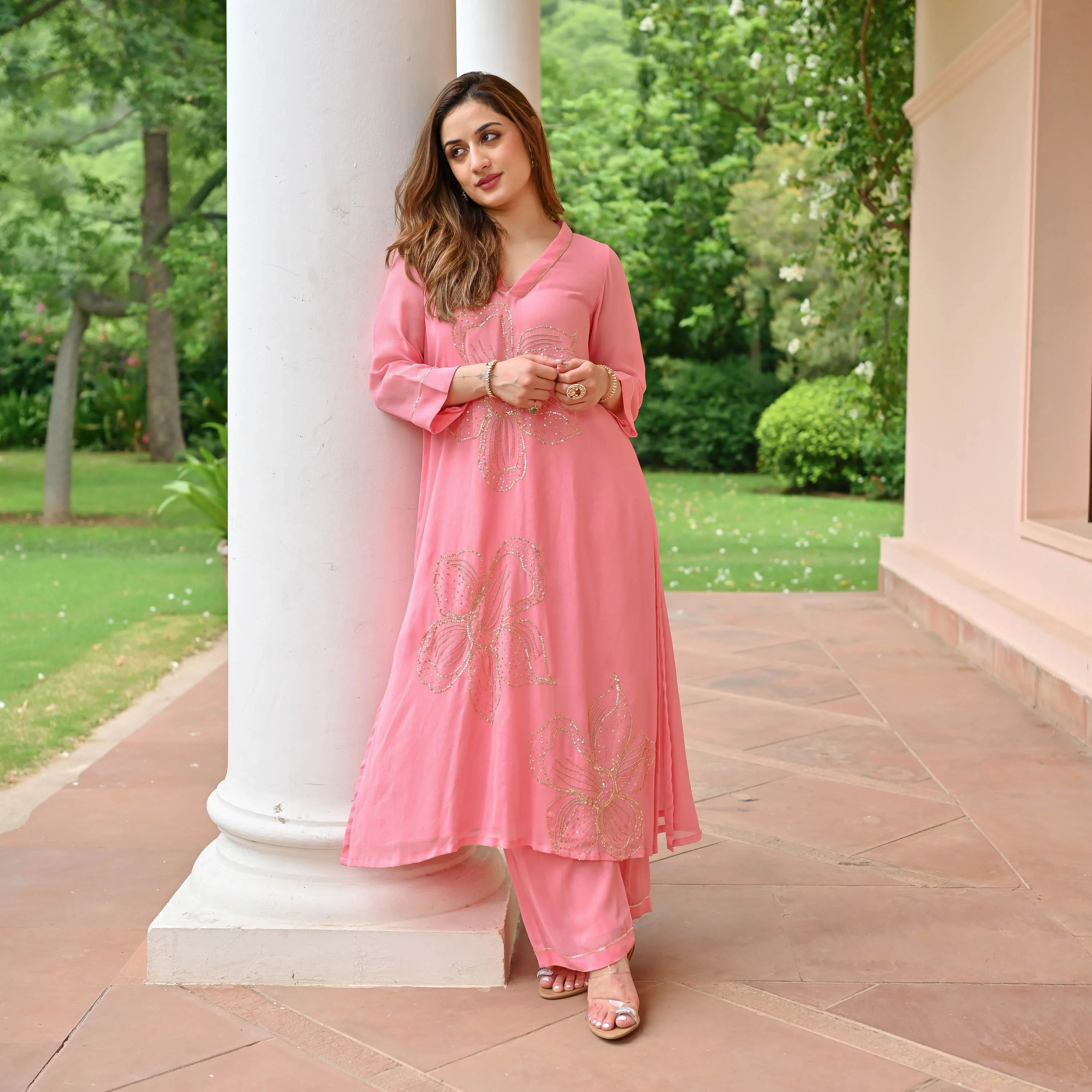 Blush Pink Glow Georgette Kurta Set