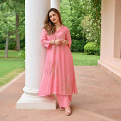 Blush Pink Glow Georgette Kurta Set