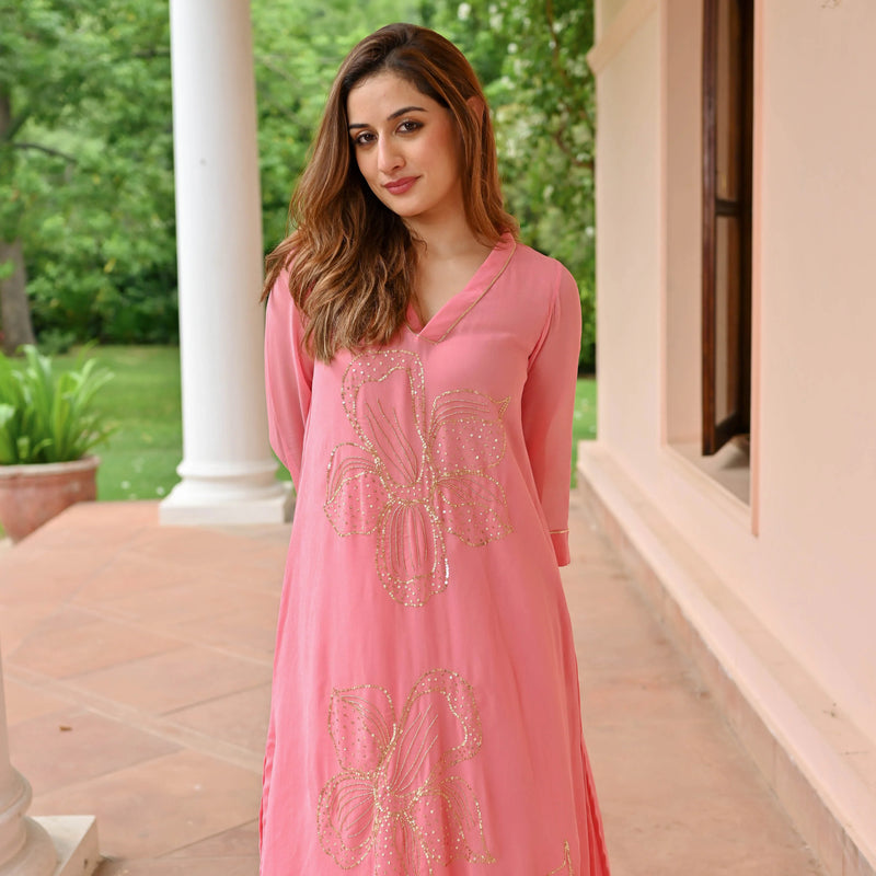 Blush Pink Glow Georgette Kurta Set