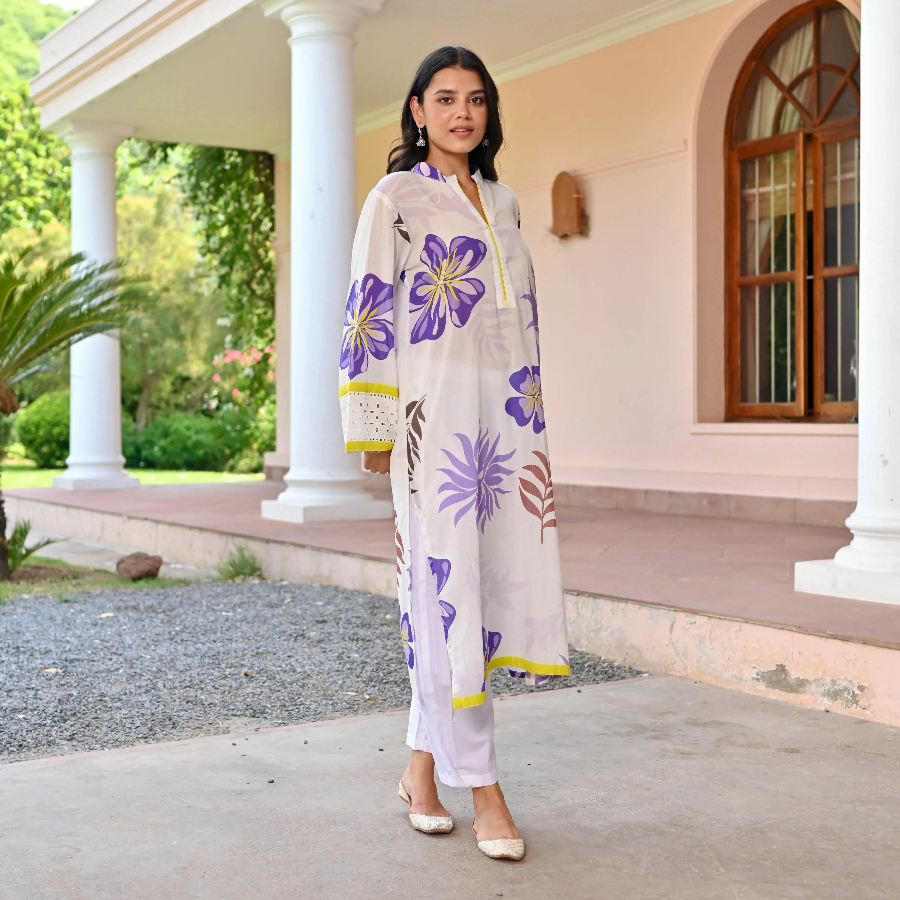 Schiffli embroidered kurta