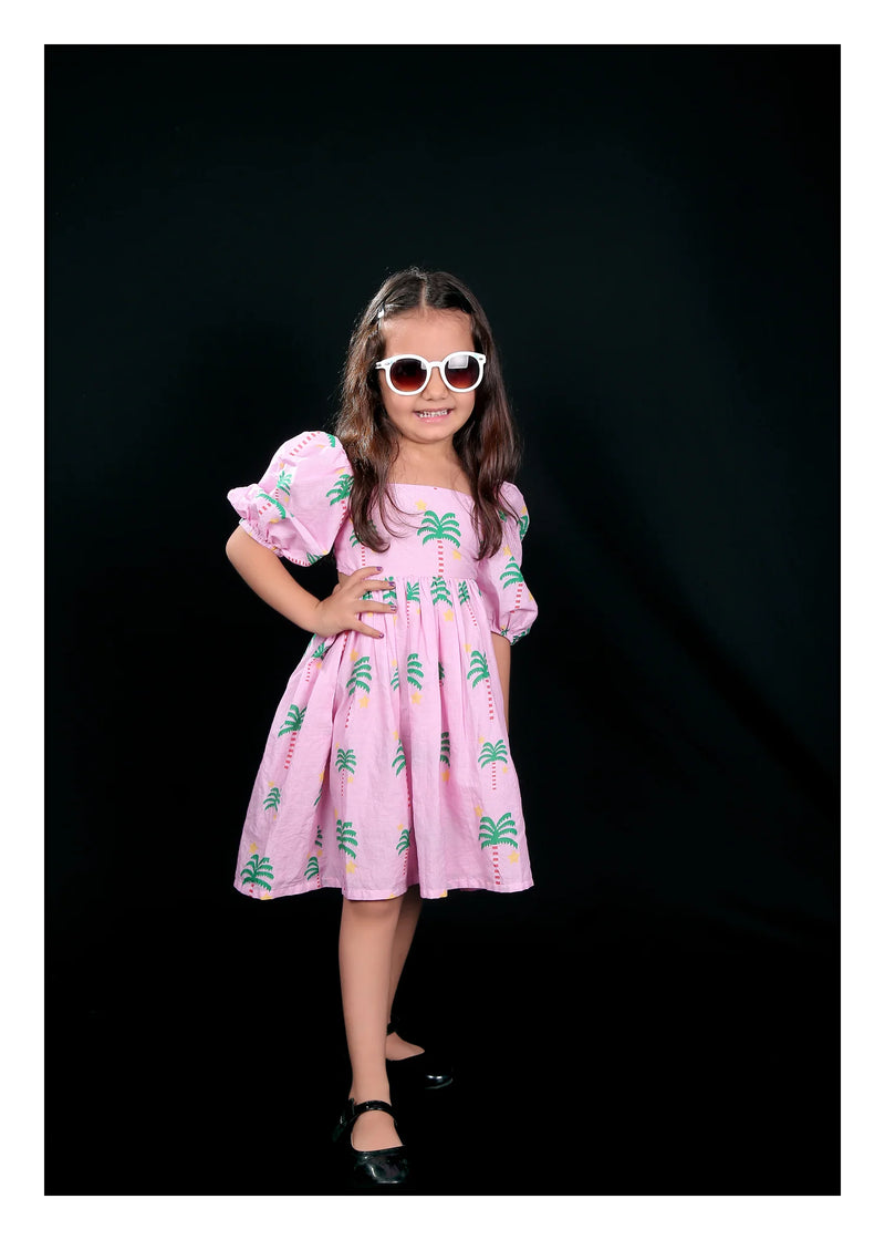Palm Print Pure Cotton Frock
