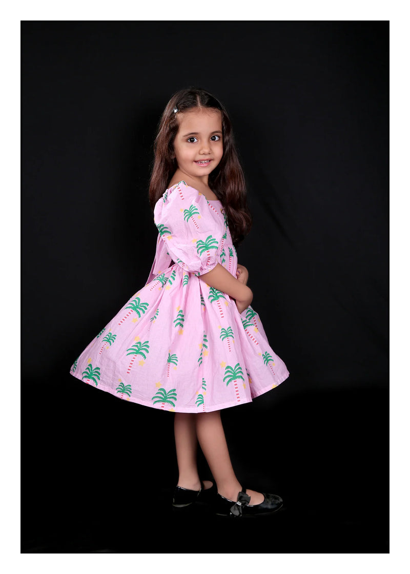 Palm Print Pure Cotton Frock