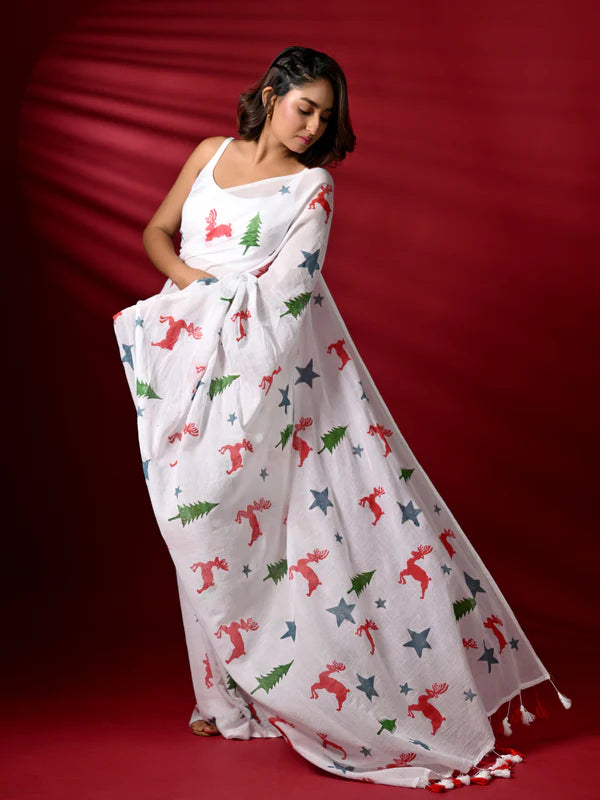 Summer wedding guest saree