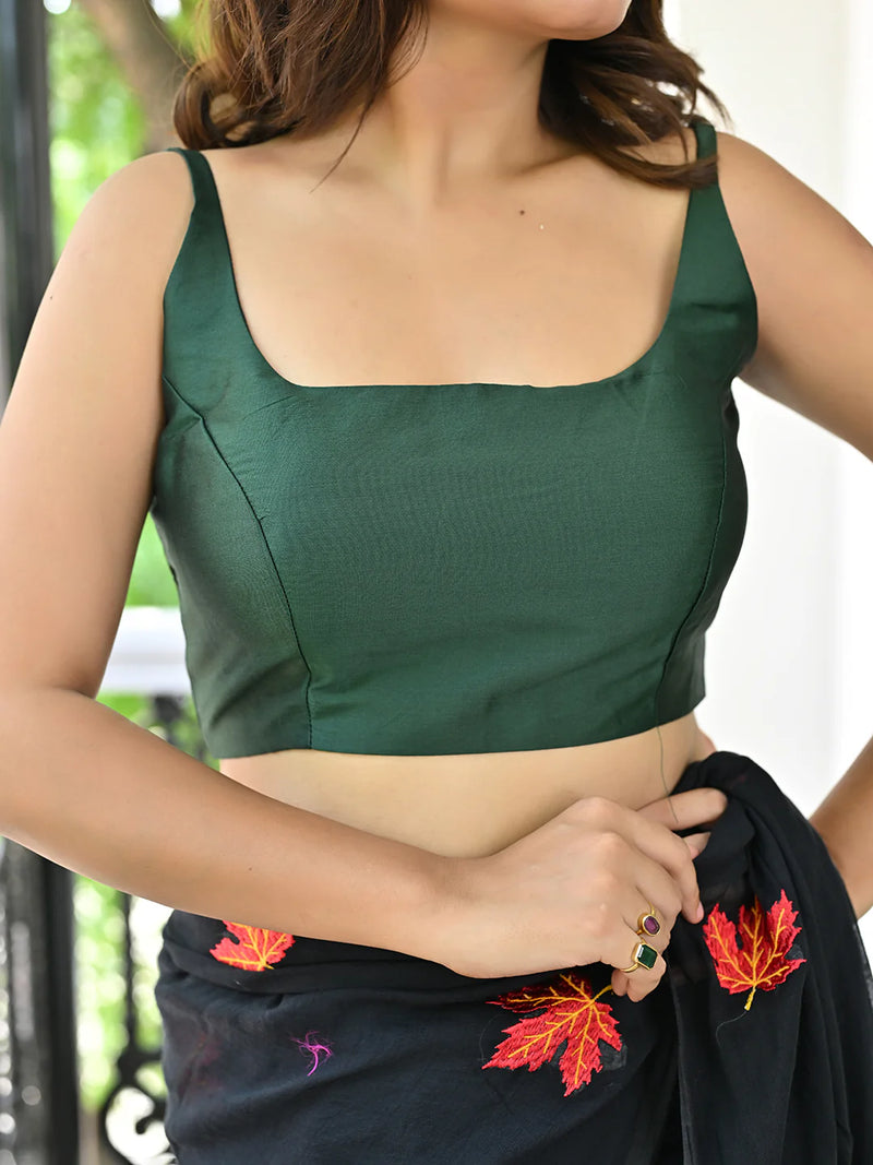 Silk Green Sleeveless Blouse