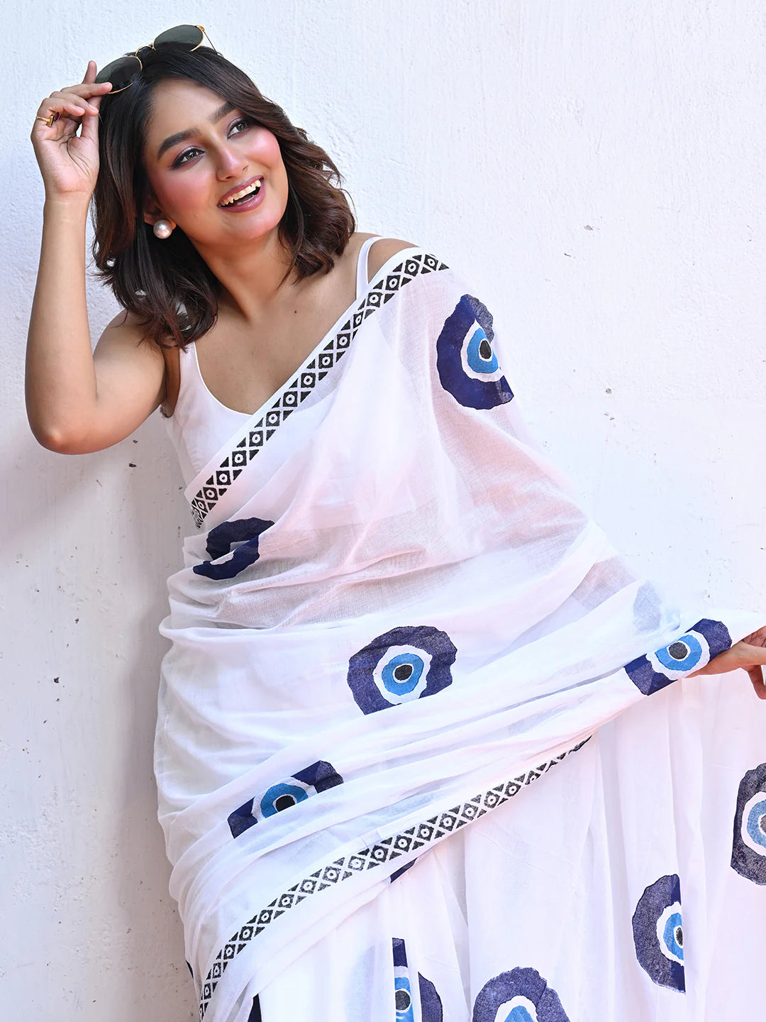 Evil Eye Mulmul Cotton Saree