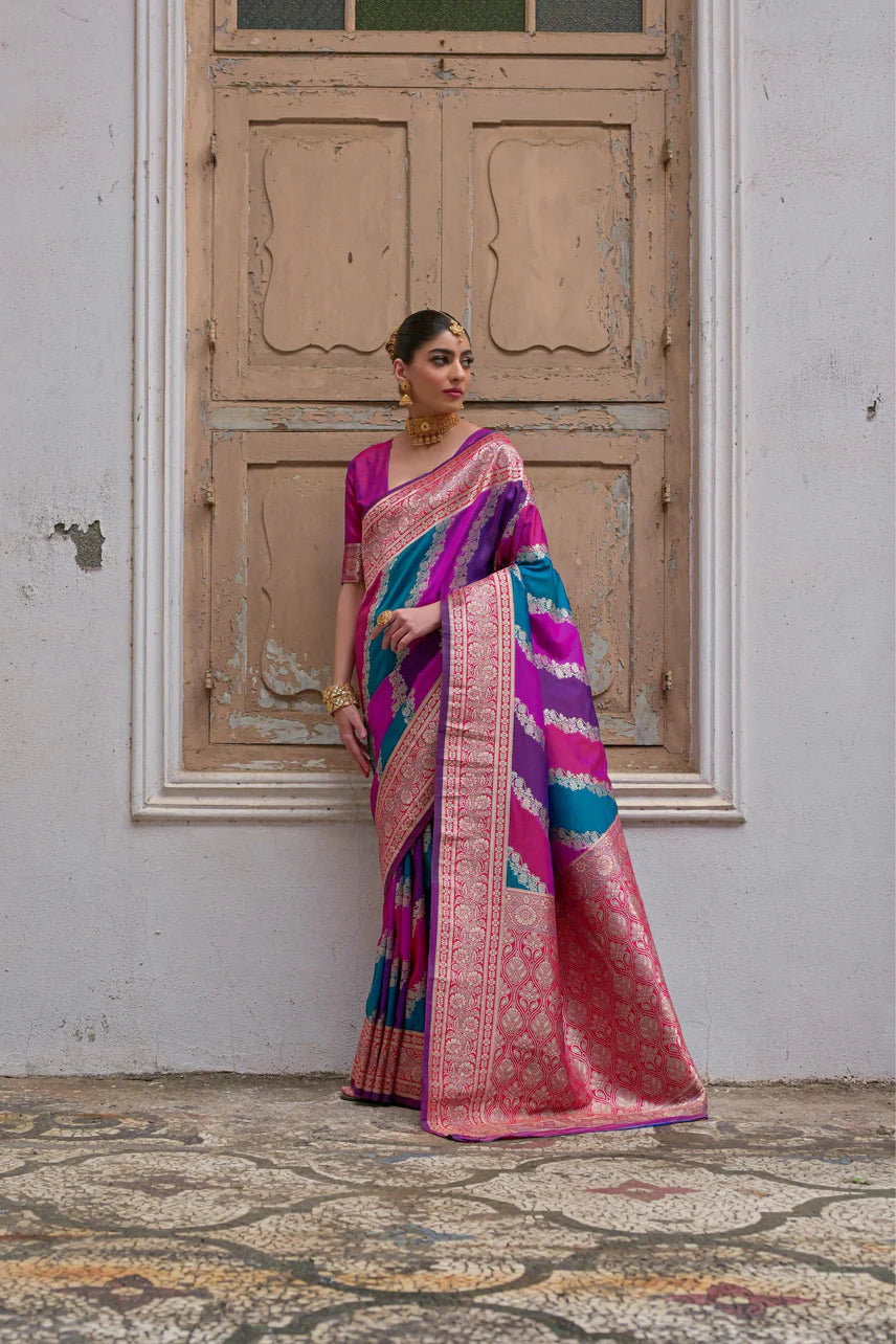 Satrangi Purple Patola Silk Saree