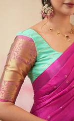 Sayuri Silk Cotton Teal Magenta Half Saree