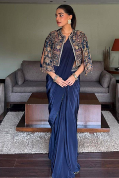 Midnight Royale Draped Saree Set