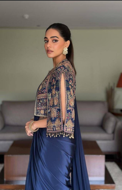 Midnight Royale Draped Saree Set