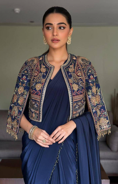 Midnight Royale Draped Saree Set