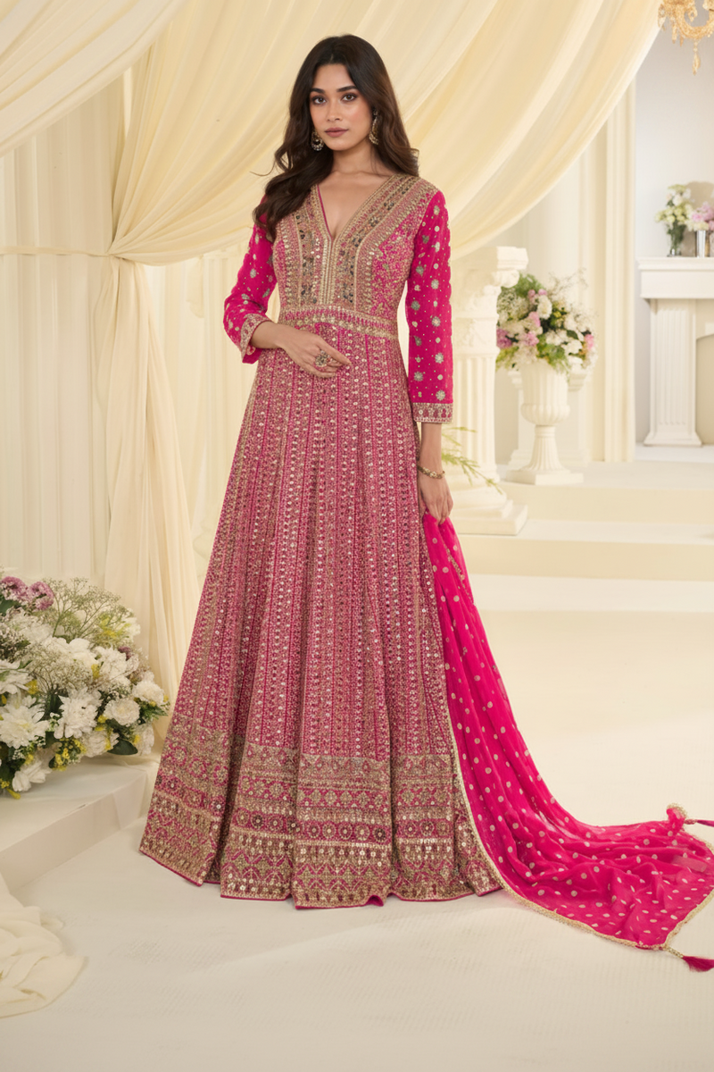 Rani Pink Bridal Anarkali Set